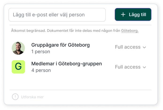 Rifla - Åtkomst till rätt personer. Definiera vilka team som får tillgång baserat på typ, avdelning eller enhet. Skapa dina organisationsregler.